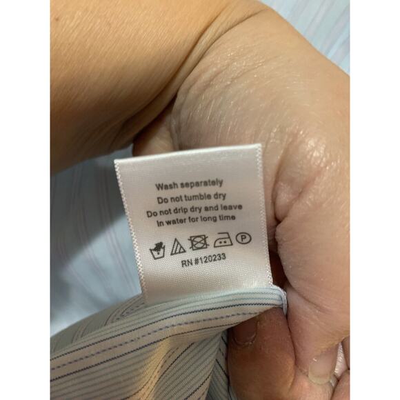 Takumi Japan Shirt Mens Large Dress Oxford Button‎ Up Suit French Cuff Stripe - Picture 7 of 12